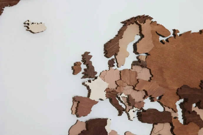 A close up of a map of the world